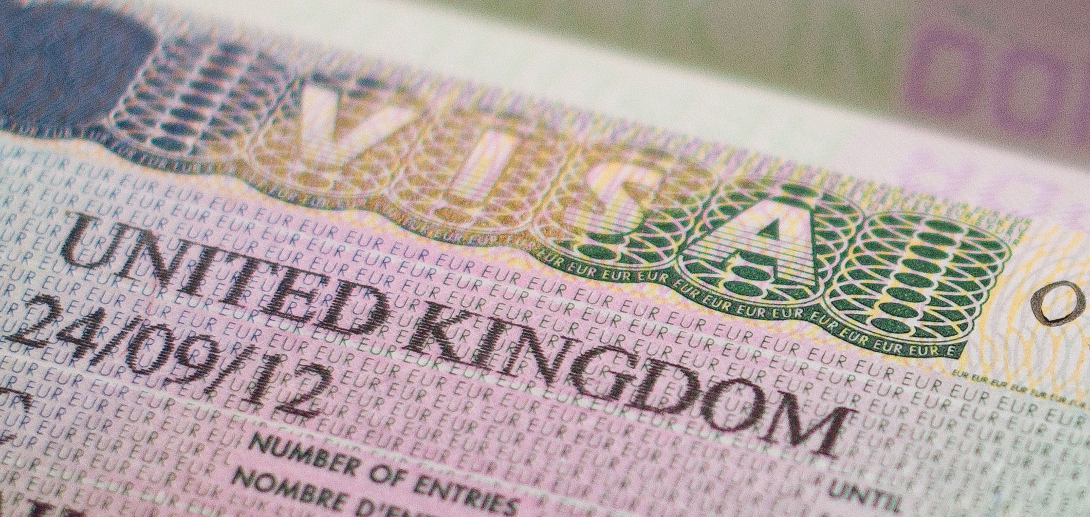 United Kingdom visa in passport