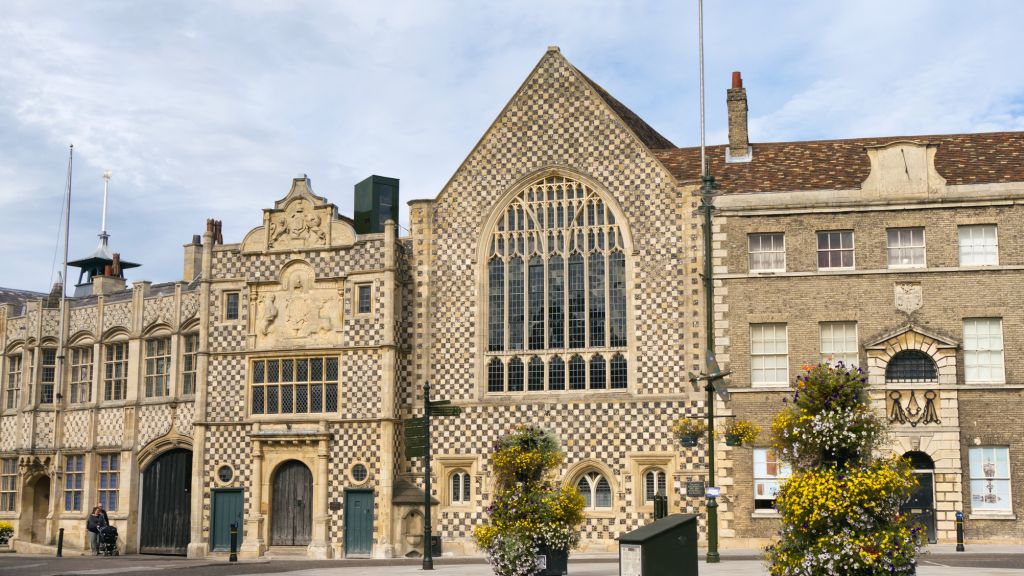 King's Lynn Town Hall with flower tubs